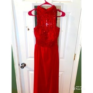 Bright red prom dress